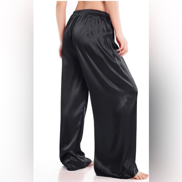 Wide leg, black Satin pants 3X - Picture 4 of 9